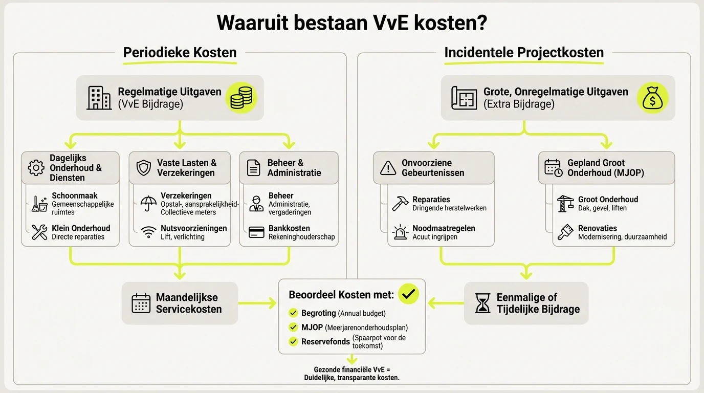 Infographic over VvE kosten uitgelegd: waar betaalt u als eigenaar voor?